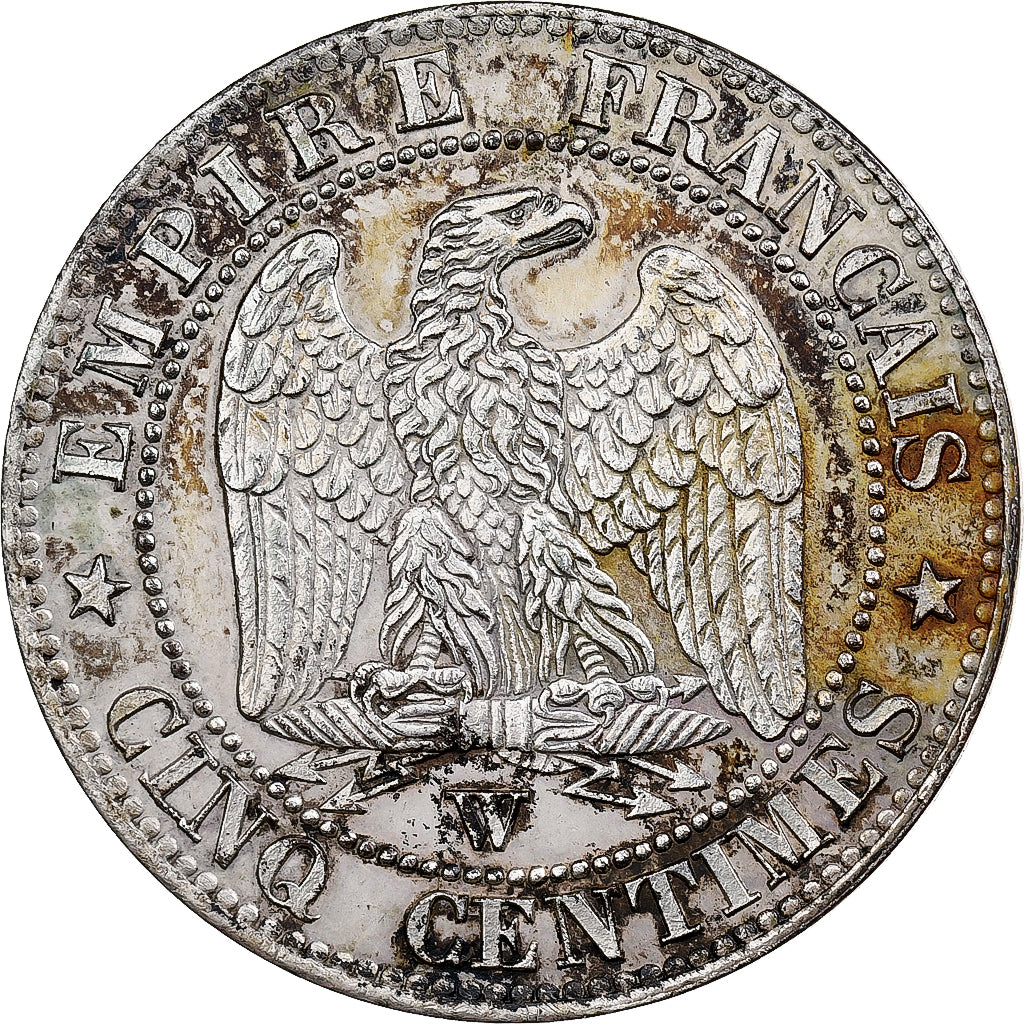 France, Napoléon III, 5 Centimes, 1853, Lille, Silver-plated, Bronze, SUP