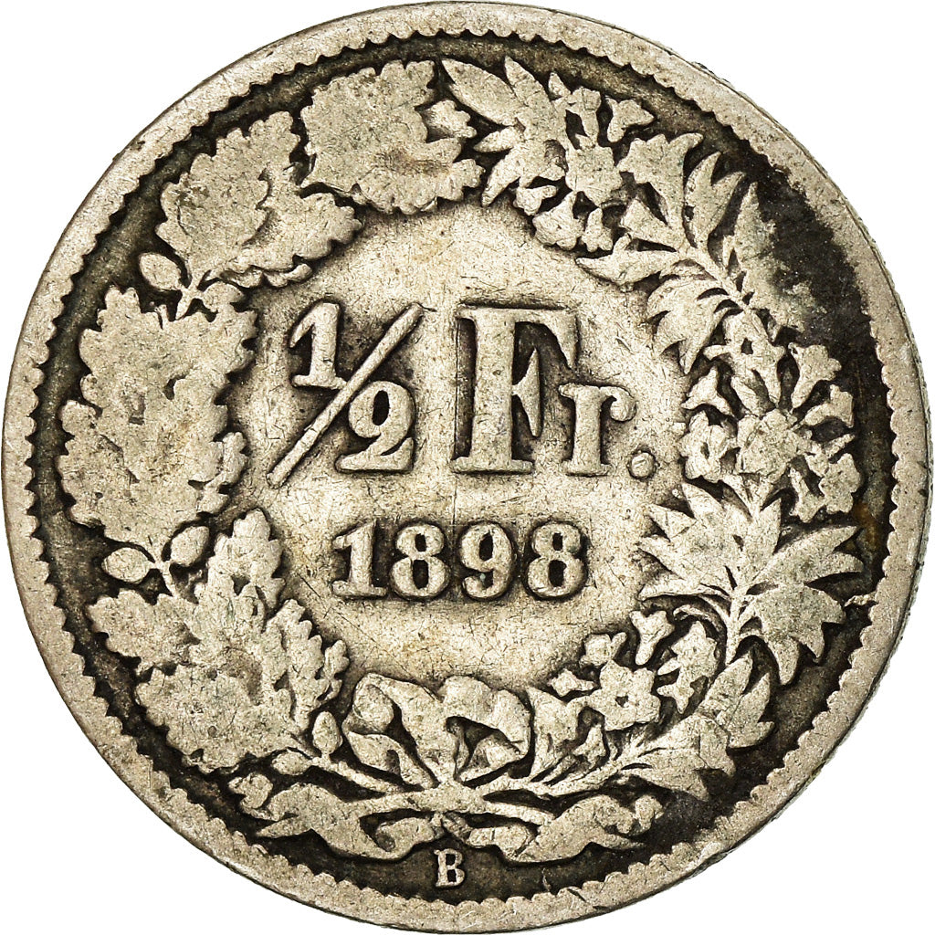 Moneda, Suiza, 1/2 Franc, 1898, Bern, BC+, Cobre - níquel, KM:23a.3
