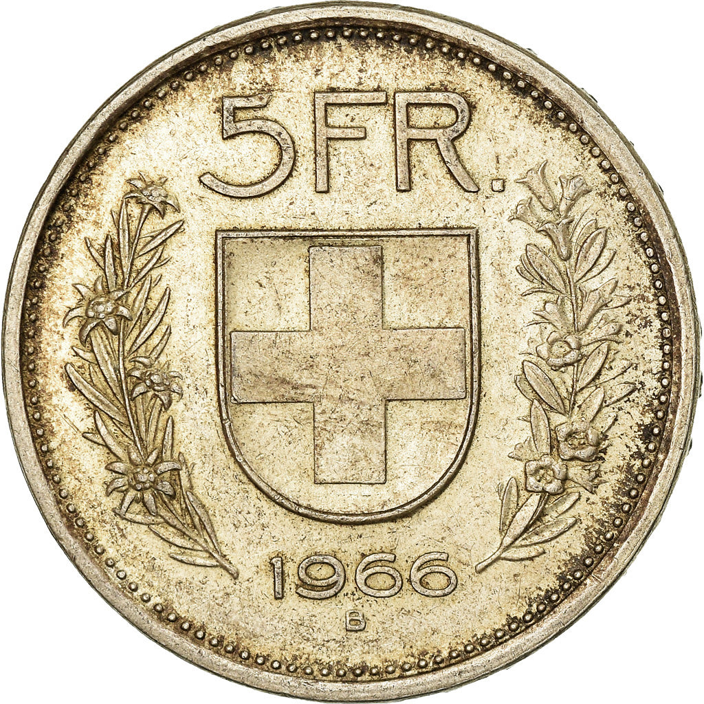 Coin, Switzerland, 5 Francs, 1966, Bern, EF(40-45), Silver, KM:40