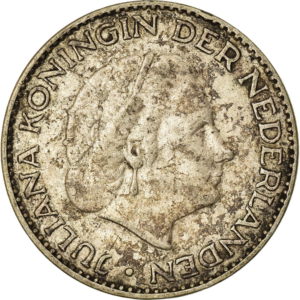 Coin, Netherlands, Juliana, Gulden, 1956, EF(40-45), Silver, KM:184