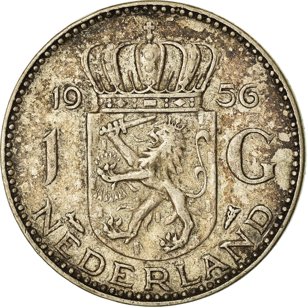 Coin, Netherlands, Juliana, Gulden, 1956, EF(40-45), Silver, KM:184