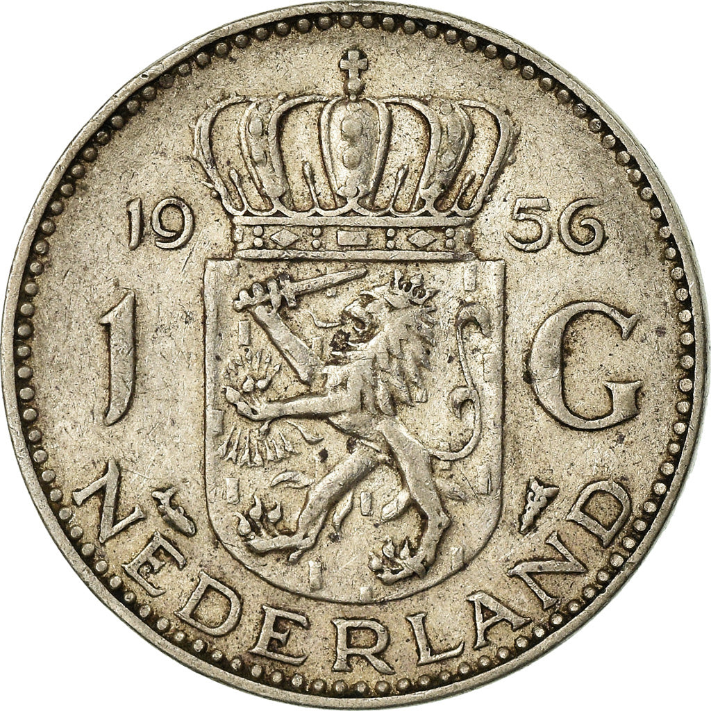 Coin, Netherlands, Juliana, Gulden, 1956, EF(40-45), Silver, KM:184