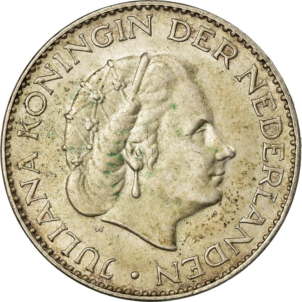 Coin, Netherlands, Juliana, Gulden, 1955, EF(40-45), Silver, KM:184