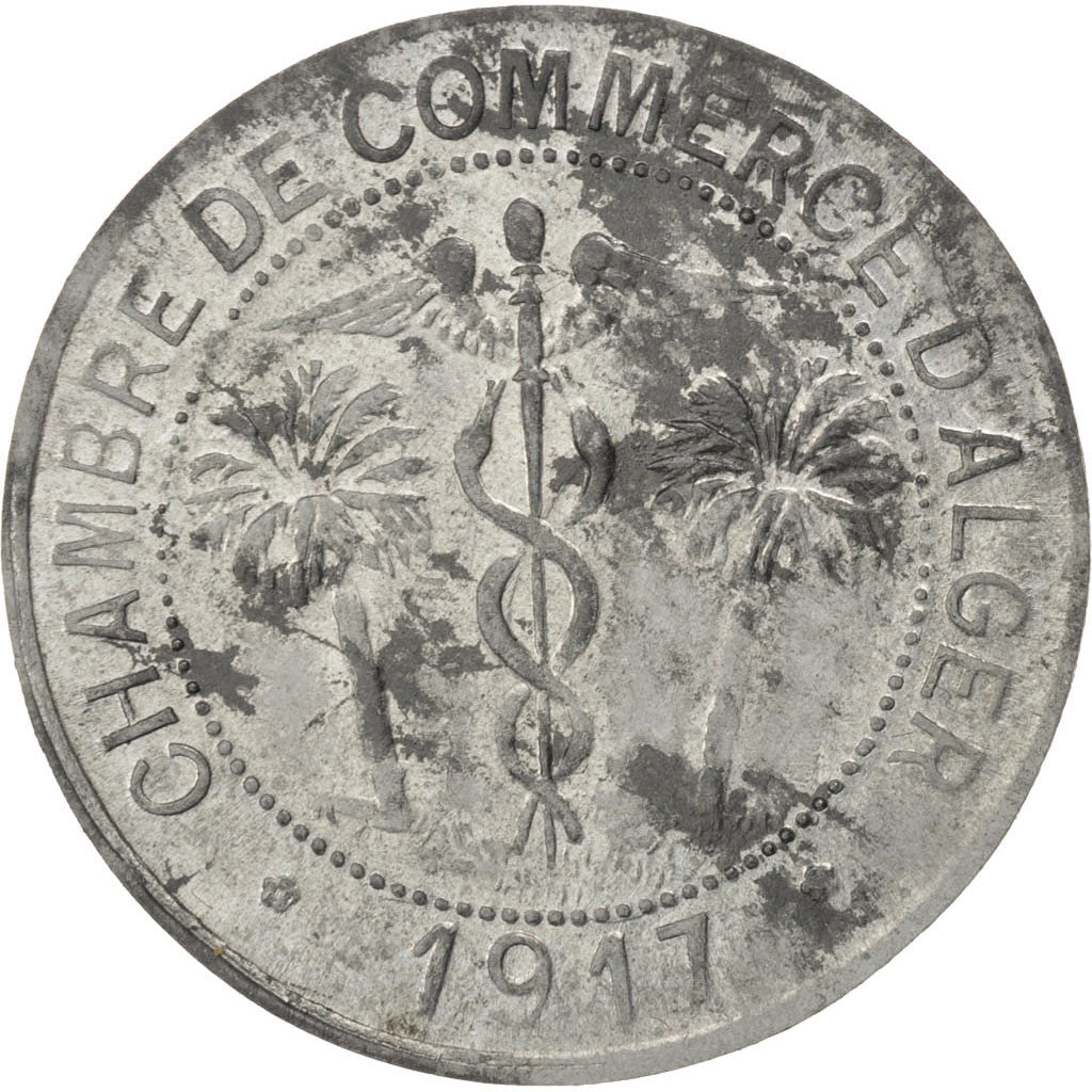 Coin, Algeria, 10 Centimes, 1917, EF(40-45), Zinc, Elie:10.6