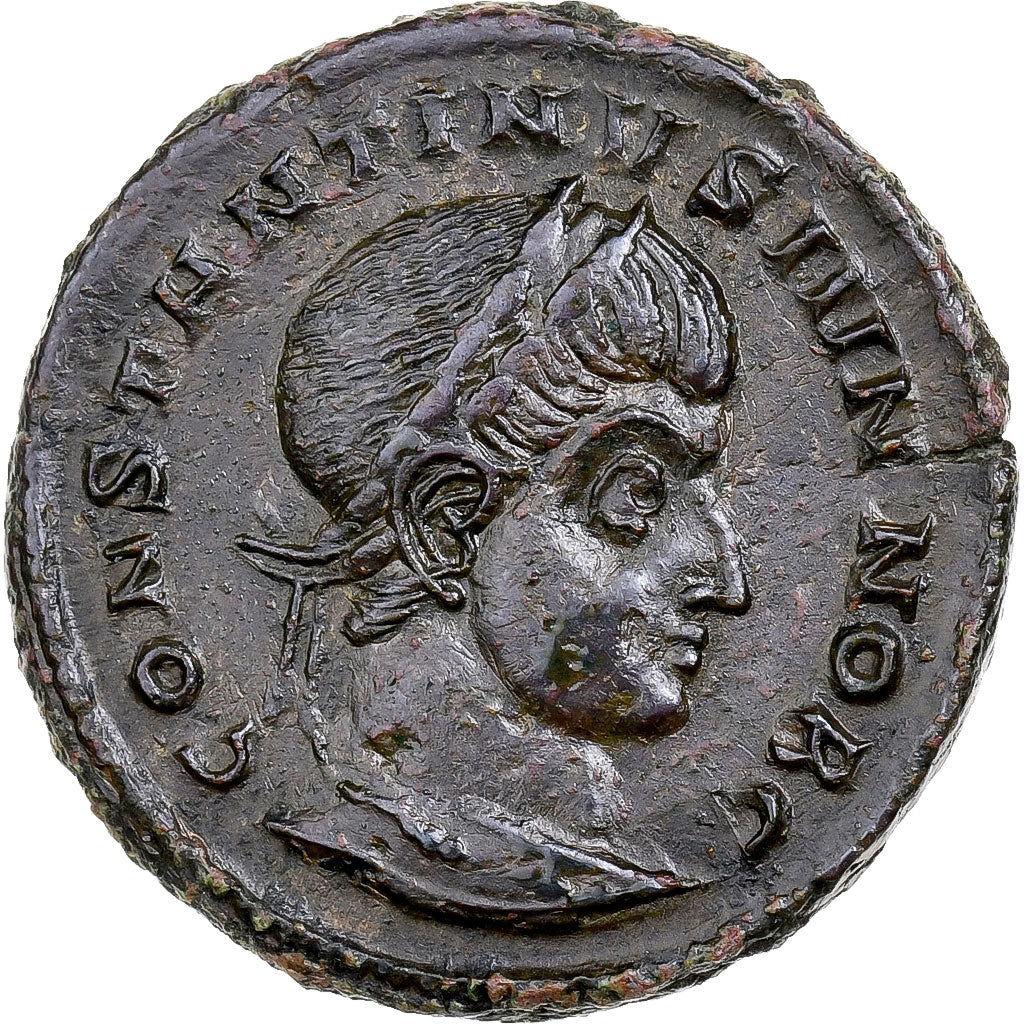 Constantine II, Follis, 320-321, Siscia, Miedź, AU(55-58), RIC:166