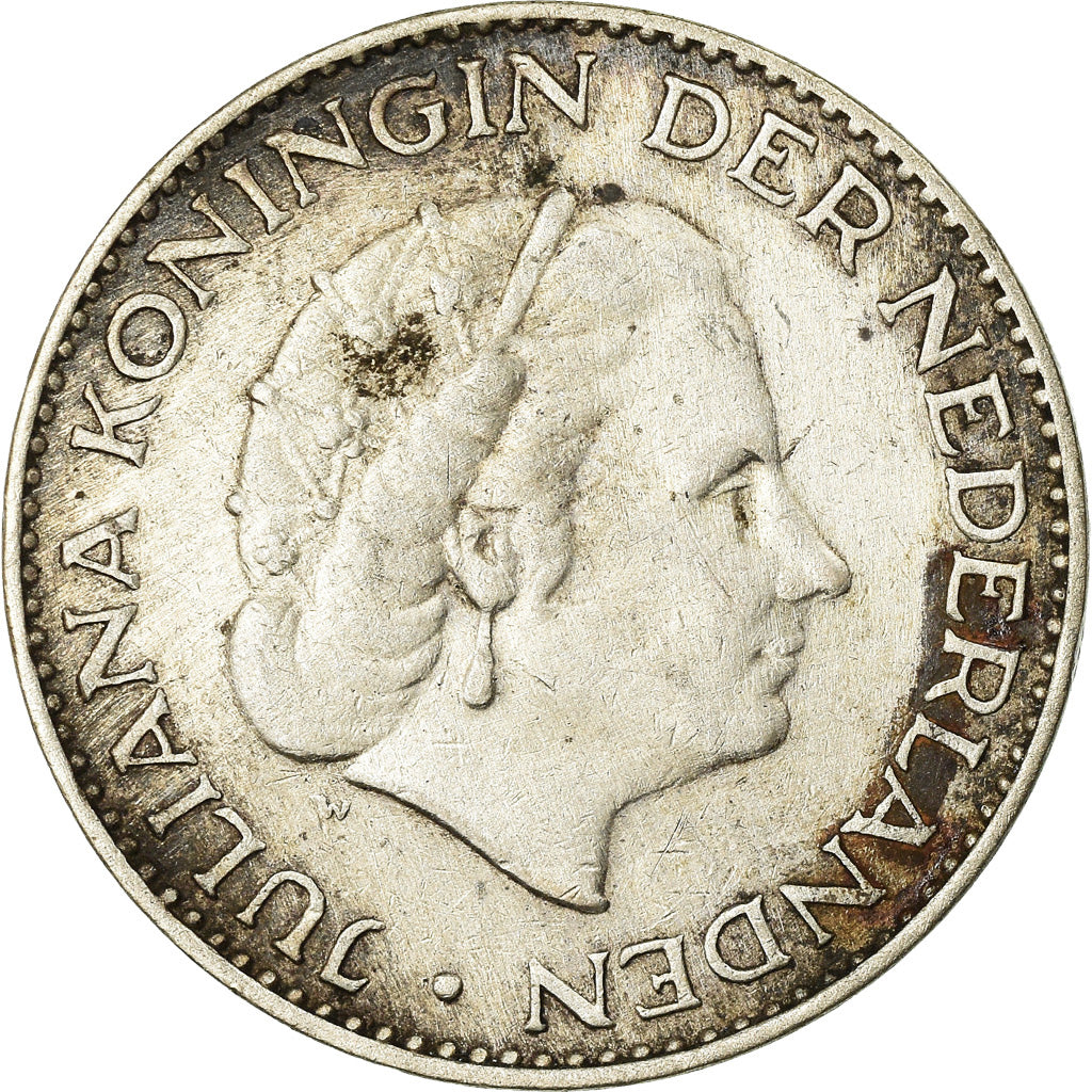Coin, Netherlands, Juliana, Gulden, 1955, EF(40-45), Silver, KM:184