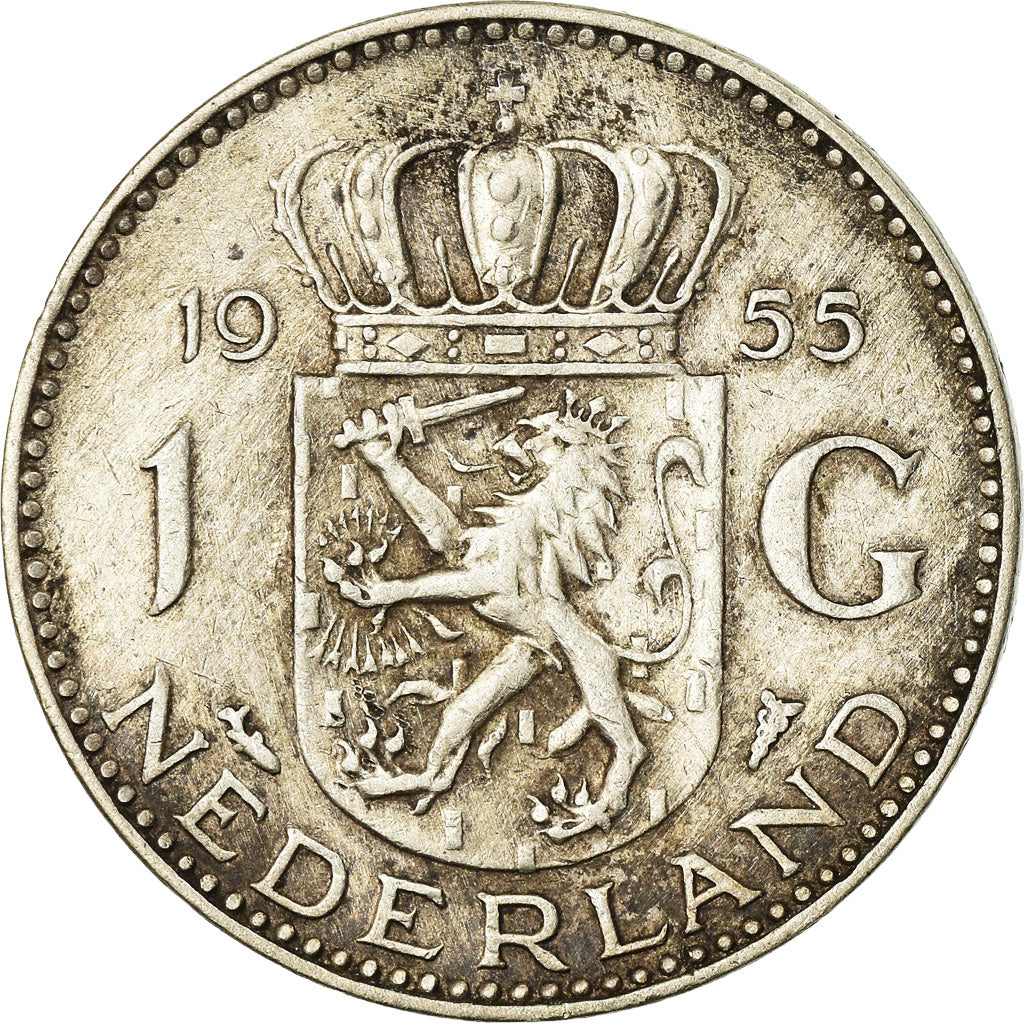 Coin, Netherlands, Juliana, Gulden, 1955, EF(40-45), Silver, KM:184