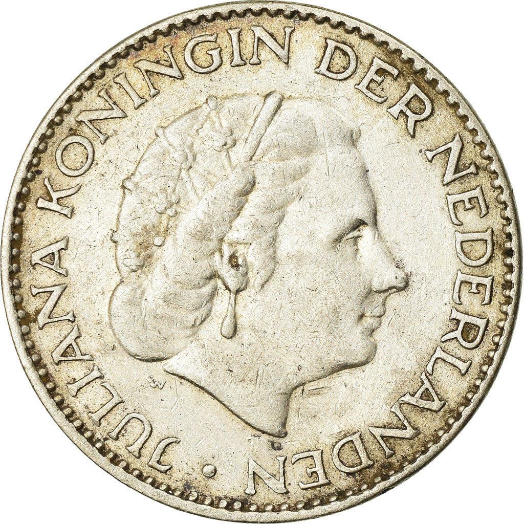 Coin, Netherlands, Juliana, Gulden, 1957, EF(40-45), Silver, KM:184