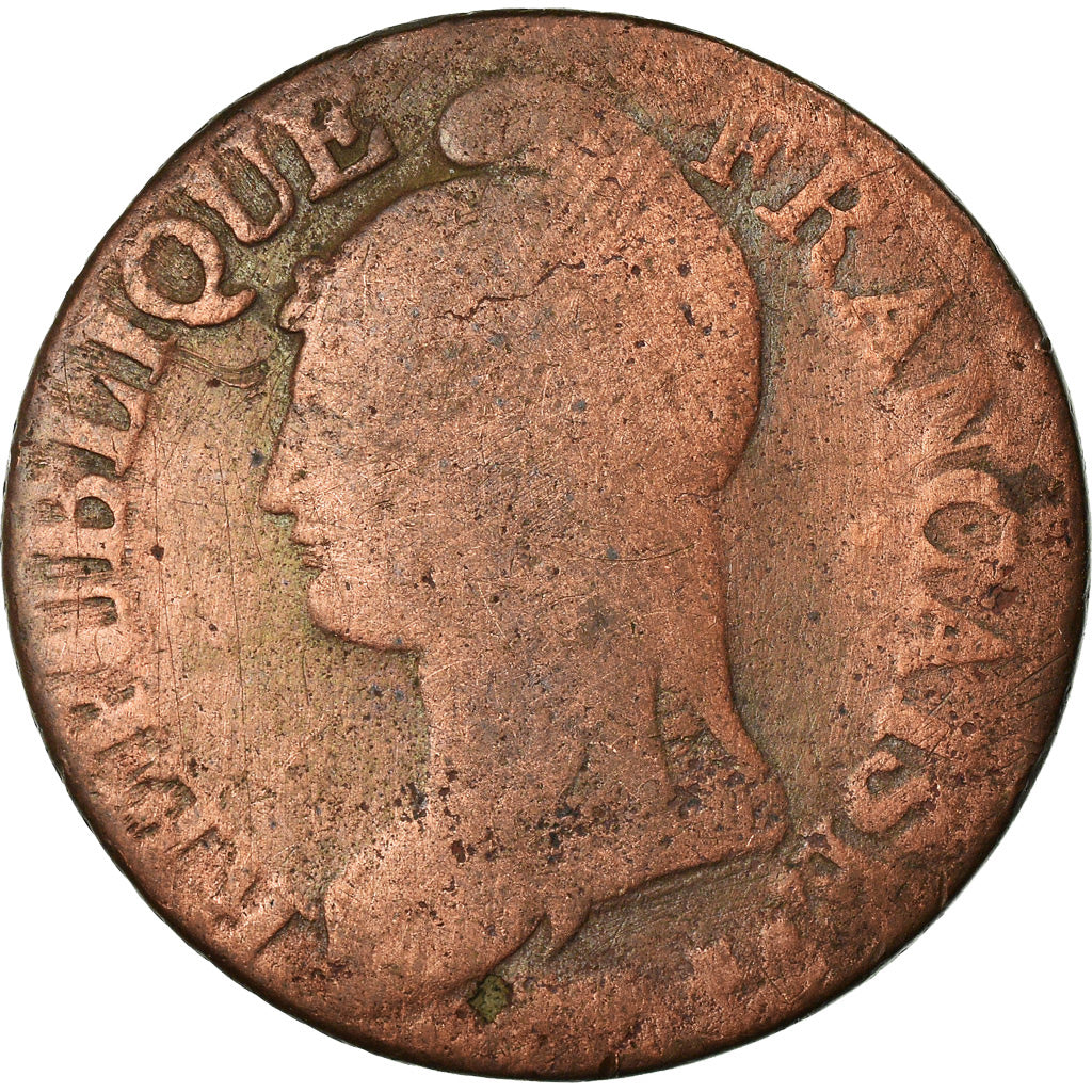 Moneta, Francia, Dupré, 5 Centimes, 1796, Lille, B+, Bronzo, KM:640.11