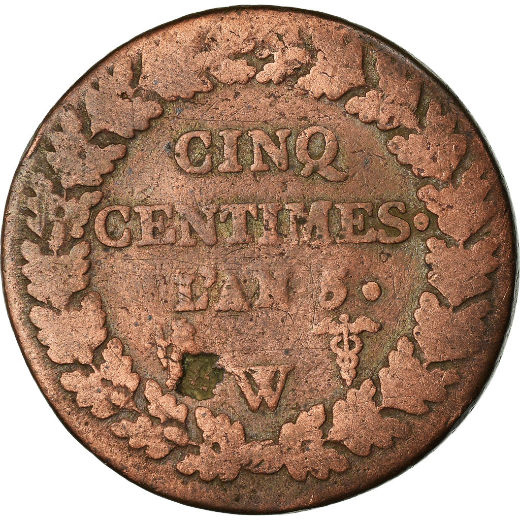 Moneta, Francia, Dupré, 5 Centimes, 1796, Lille, B+, Bronzo, KM:640.11