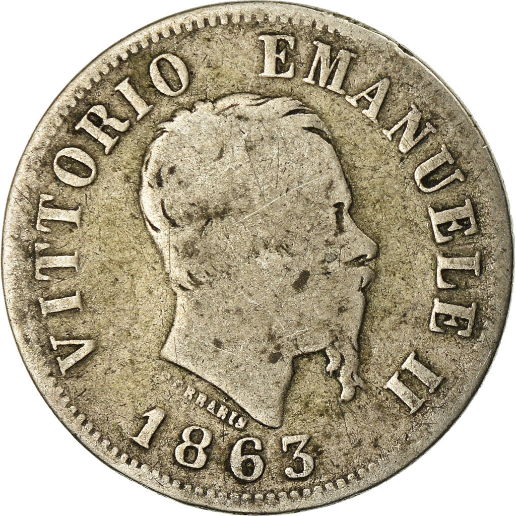 Monnaie, Italie, Vittorio Emanuele II, 50 Centesimi, 1863, Milan, TB, Argent