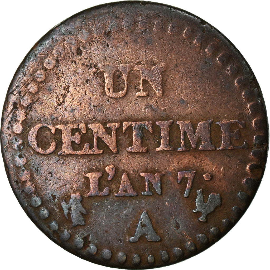 Coin, France, Dupré, Centime, AN 7, Paris, VF(30-35), Bronze, KM:646