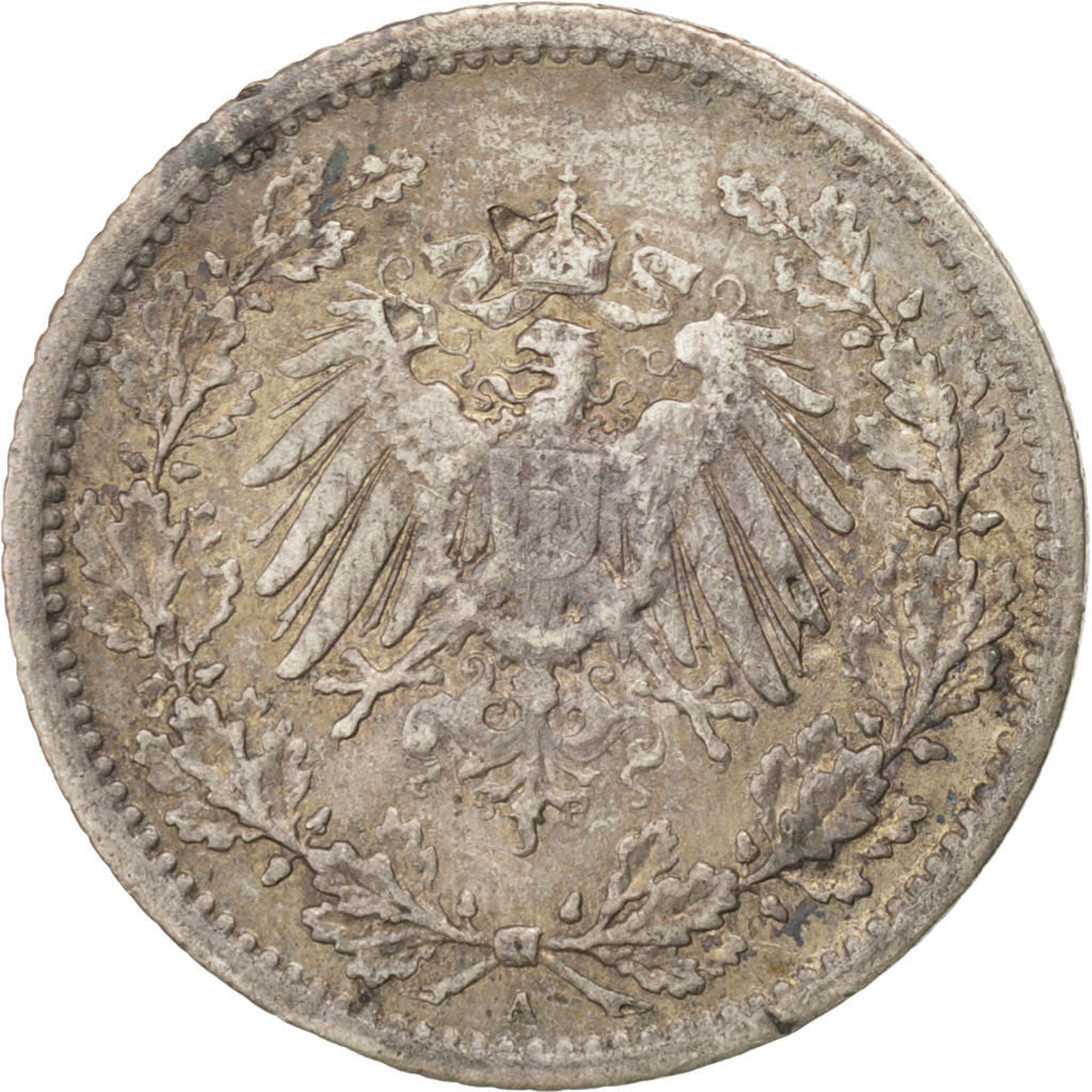 Moneda, ALEMANIA - IMPERIO, 1/2 Mark, 1914, Berlin, MBC, Plata, KM:17