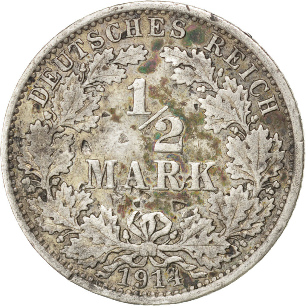Moneda, ALEMANIA - IMPERIO, 1/2 Mark, 1914, Berlin, MBC, Plata, KM:17