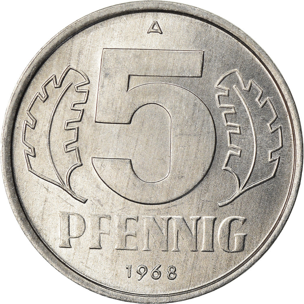 Coin, GERMAN-DEMOCRATIC REPUBLIC, 5 Pfennig, 1968, Berlin, MS(63), Aluminum