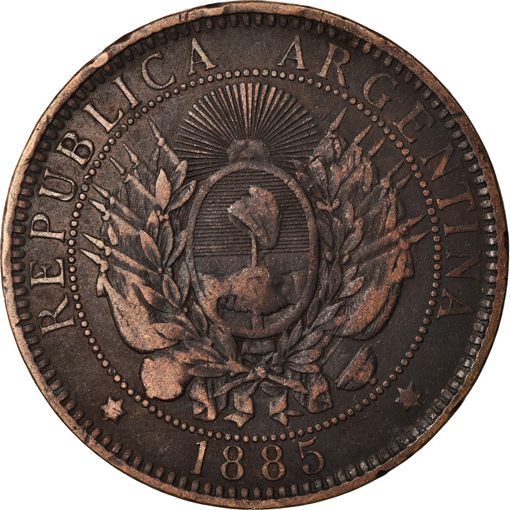 Coin, Argentina, 2 Centavos, 1885, VF(30-35), Bronze, KM:33