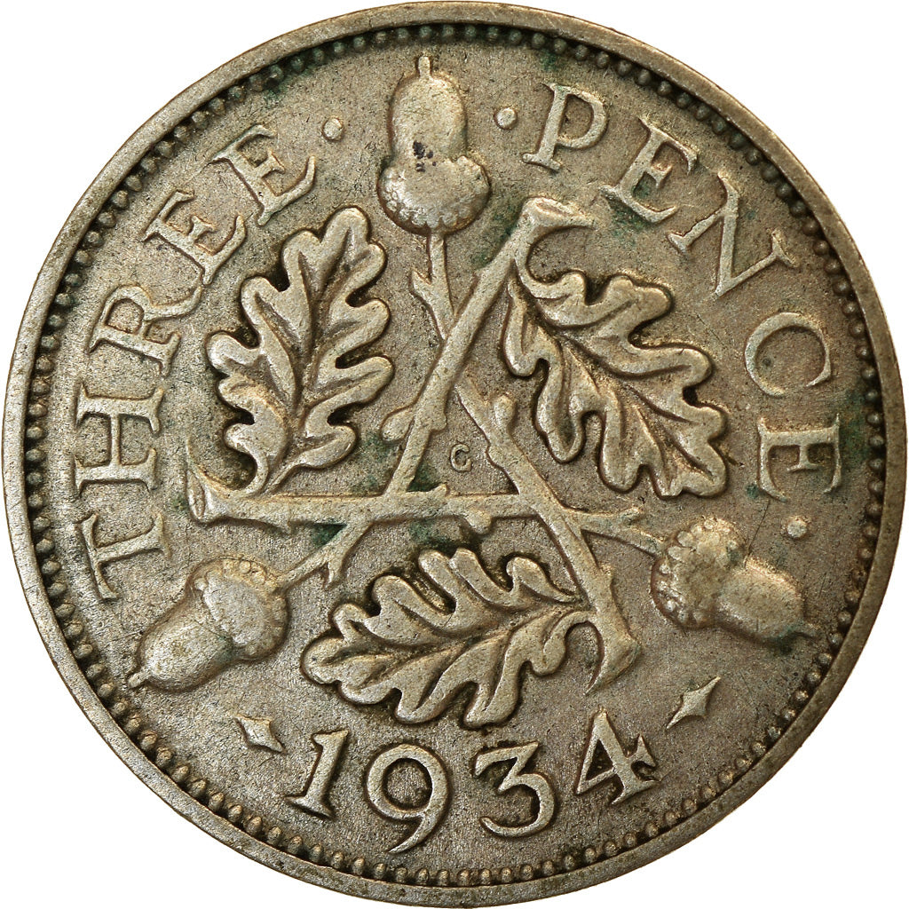 Moeda, Grã-Bretanha, George V, 3 Pence, 1934, EF(40-45), Prata, KM:831