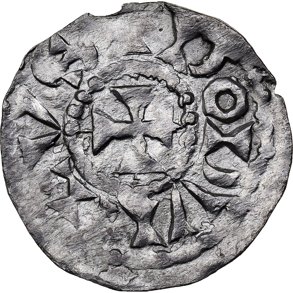 France, Lyonnais, Rodolphe III, Denarius, 993-1032, Lyon, Very rare, Silver