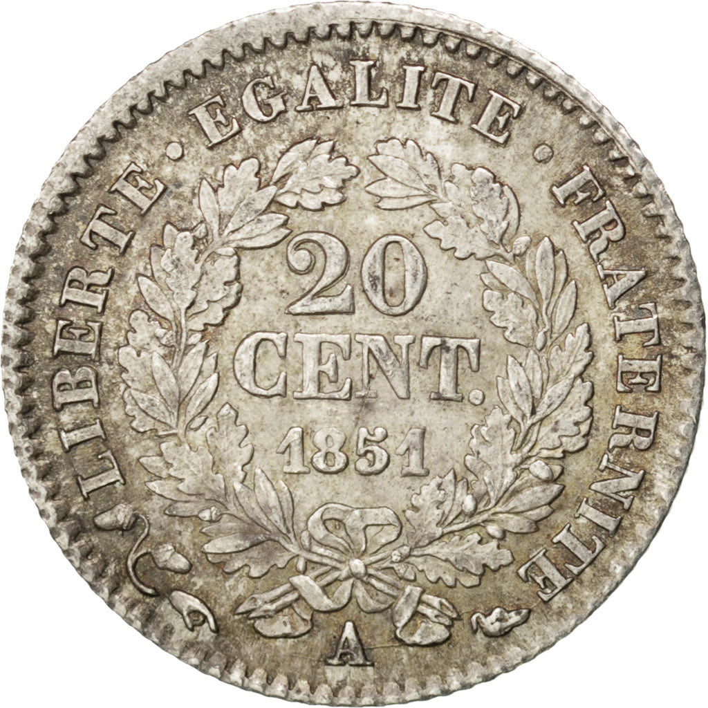 Münze, Frankreich, Cérès, 20 Centimes, 1851, Paris, VZ, Silber, KM:758.1