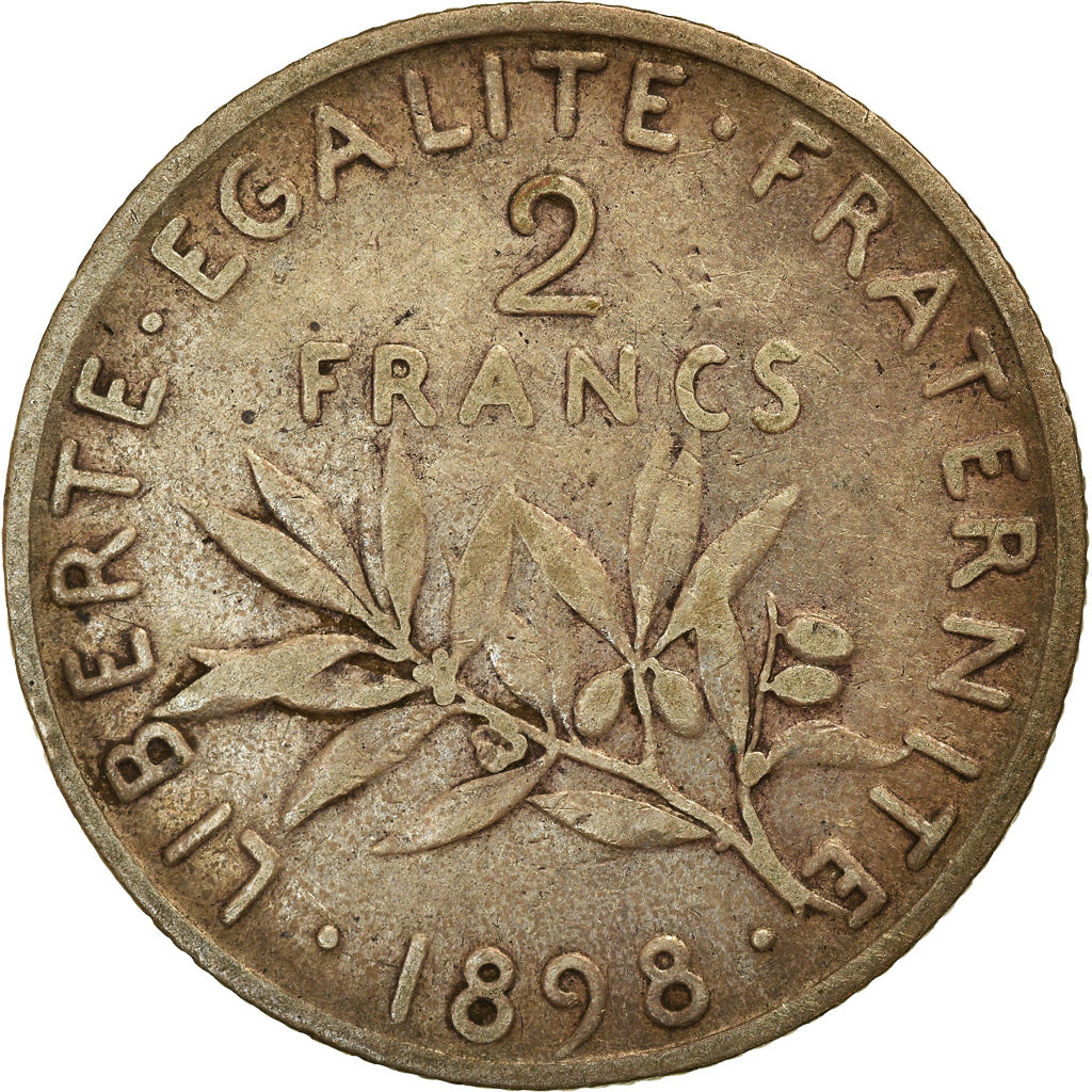 Coin, France, Semeuse, 2 Francs, 1898, Paris, VF(20-25), Silver, KM:845.1