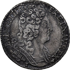 France, Louis XIV, 1/4 Ecu aux 3 couronnes, 1711, Rennes, Silver, EF(40-45)