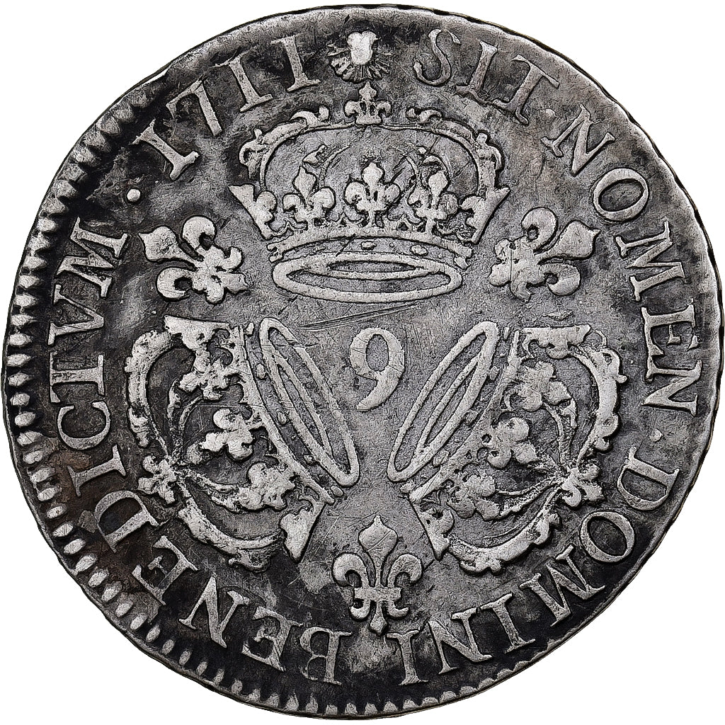Frankreich, Louis XIV, 1/4 Ecu aux 3 couronnes, 1711, Rennes, Silber, SS