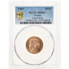 Monnaie, France, Marianne, 20 Francs, 1907, Paris, PCGS, MS65+, FDC, Or