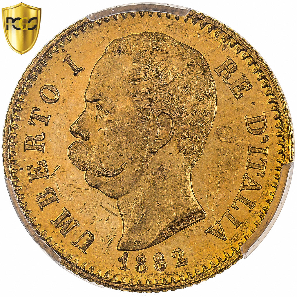 Italia, Umberto I, 20 Lire, 1882, Rome, Oro, PCGS, MS64, KM:21
