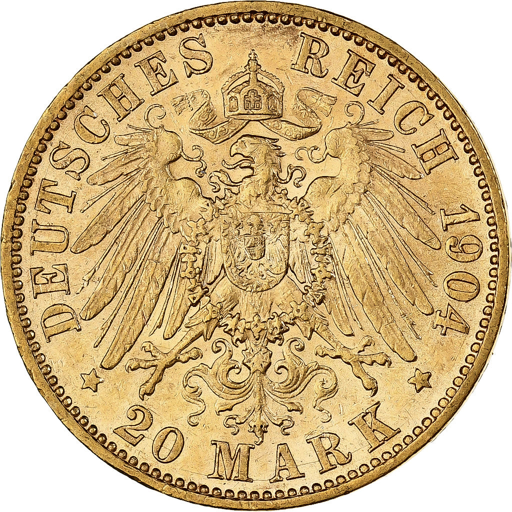 Kingdom of Prussia, Wilhelm II, 20 Mark, 1904, Berlin, Gold, SS+, KM:521