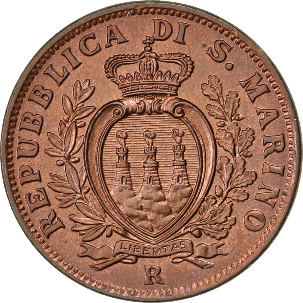 Coin, San Marino, 10 Centesimi, 1937, Rome, MS(64), Bronze, KM:13