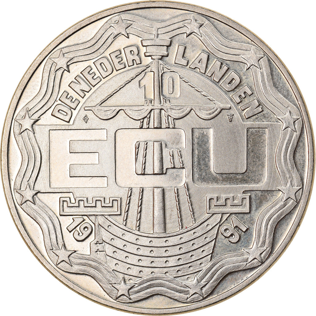 Nederland, Beatrix, 10 Ecu, 1991, Utrecht, Zilver, UNC-, KM:45.1