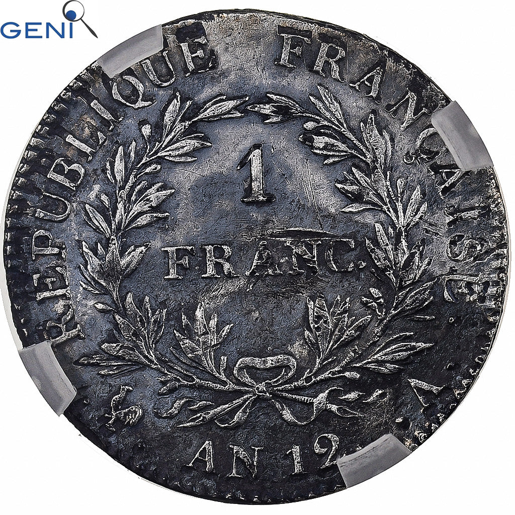 Francia, Napoleon I, 1 Franc, An 12, Paris, Plata, GENI, AU53, Gadoury:443