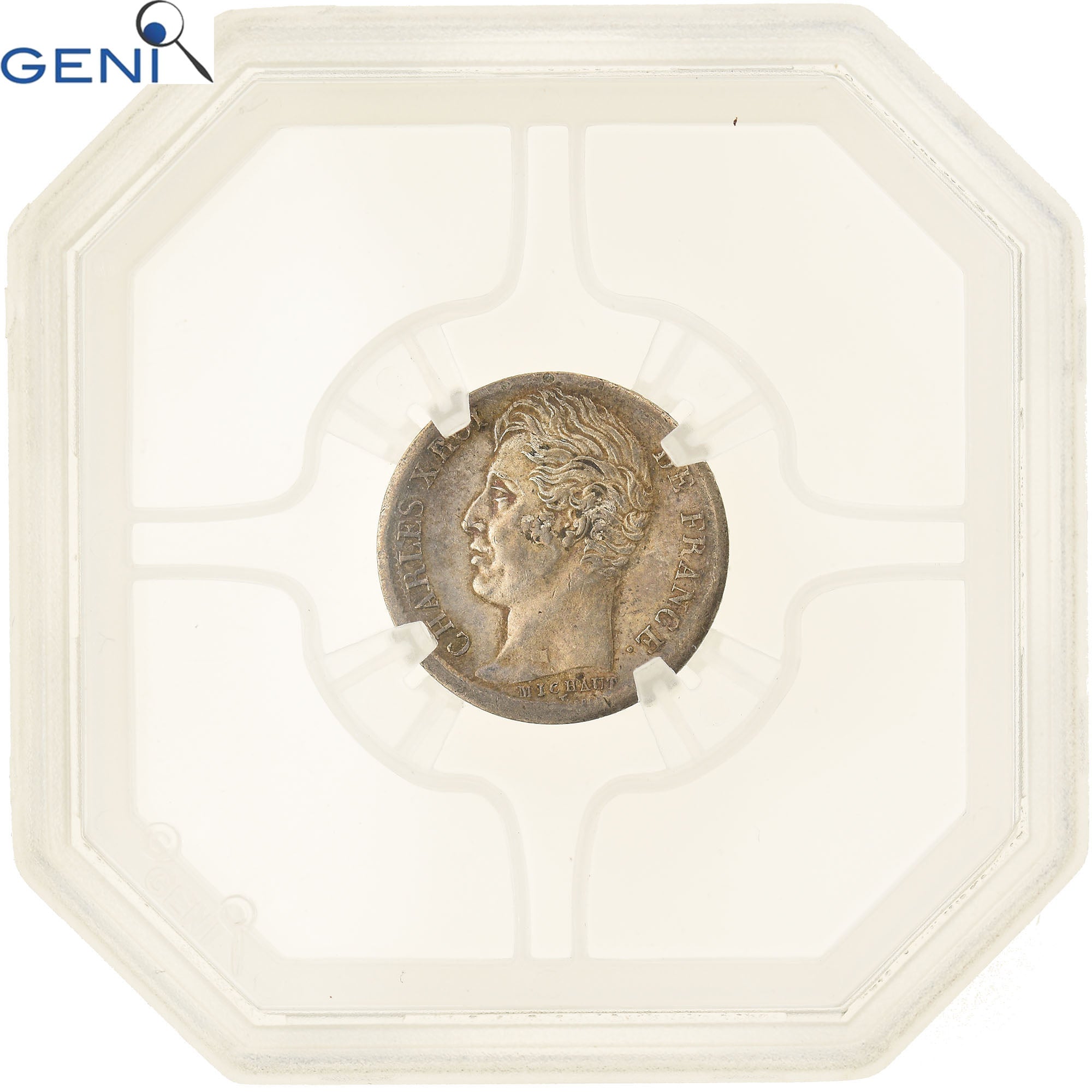 Moneda, Francia, Charles X, 1/2 Franc, 1828, Lyon, GENI, AU55, EBC, Plata