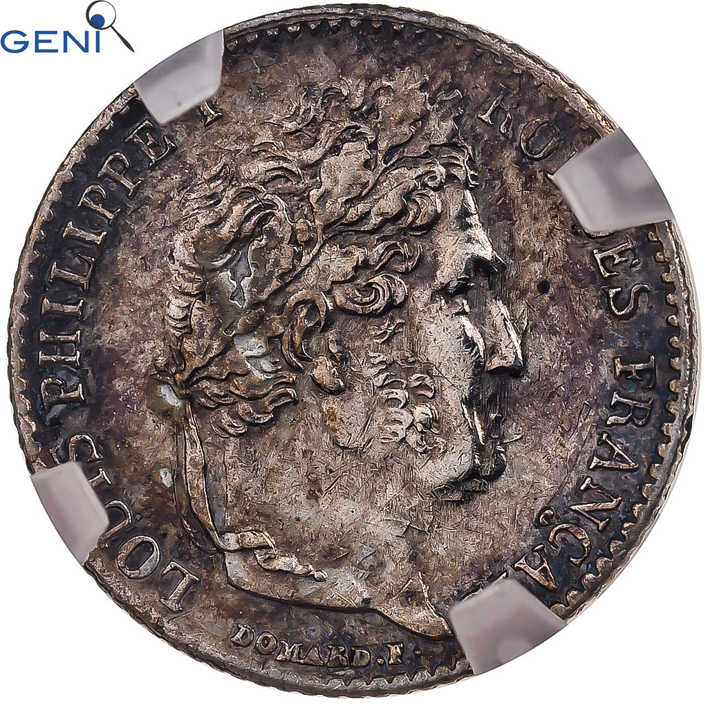 Francia, Louis Philippe I, 1/4 Franc, 1841, Paris, Plata, GENI, UNC Details