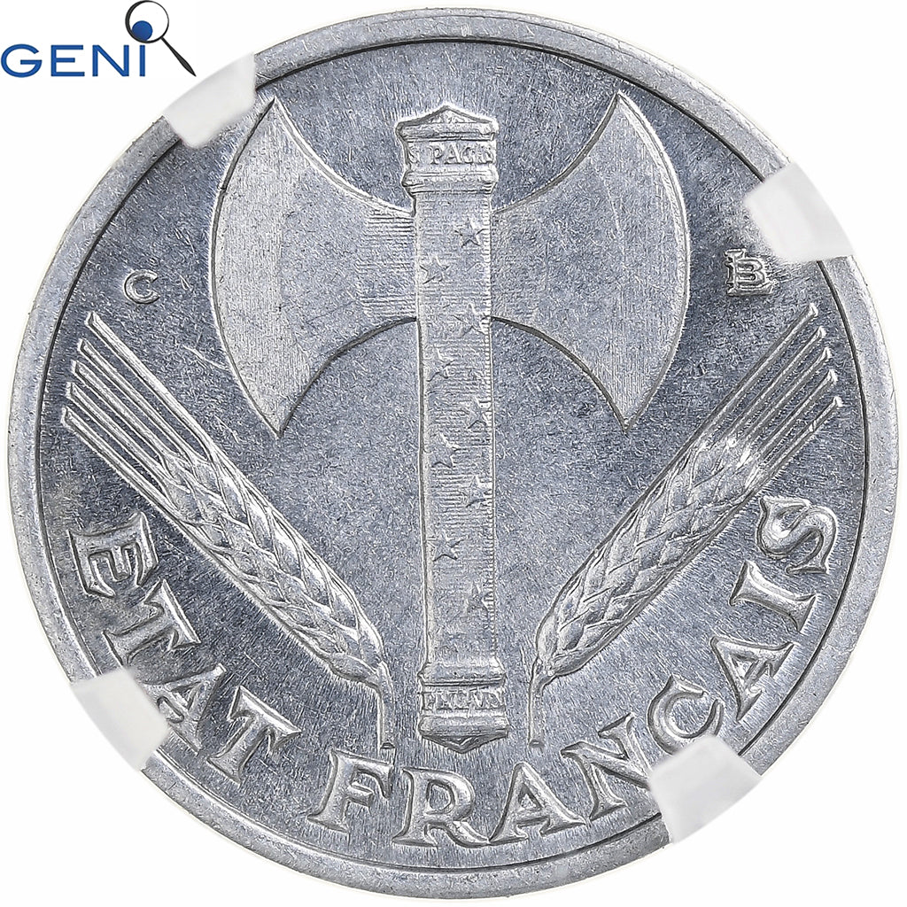 France, 50 Centimes, Bazor, 1944, Castelsarrasin, Aluminum, GENI, MS64
