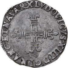 France, Louis XIII, 1/4 d'écu de Navarre, 1612, Saint-Palais, Silver