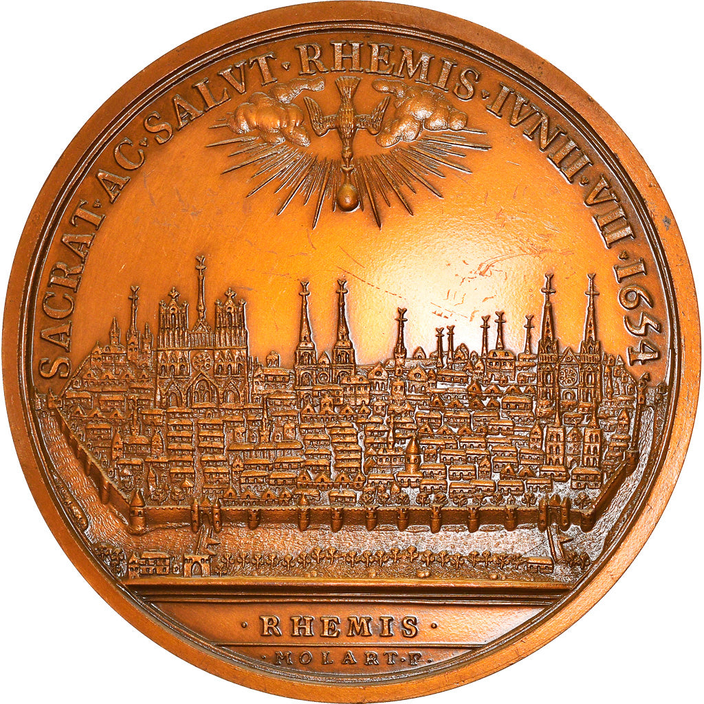 France, Médaille, VIlle de Reims, Sacre de Louis XIV, History, 1981, Molart