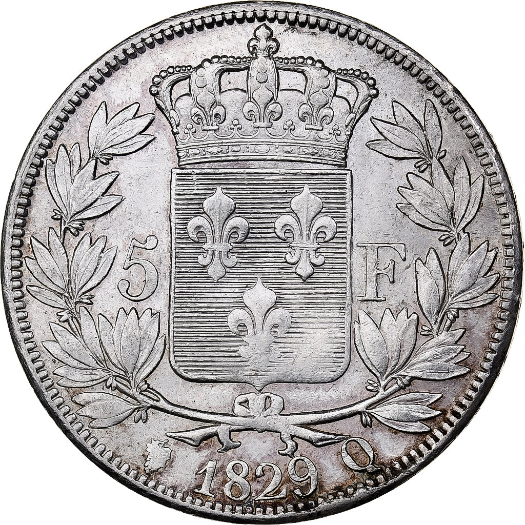 France, Charles X, 5 Francs, 1829, Perpignan, Argent, TTB, Gadoury:644