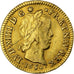 France, Louis XIV, 1/2 louis d'or à la mèche longue, 1652, Paris, Or, TTB