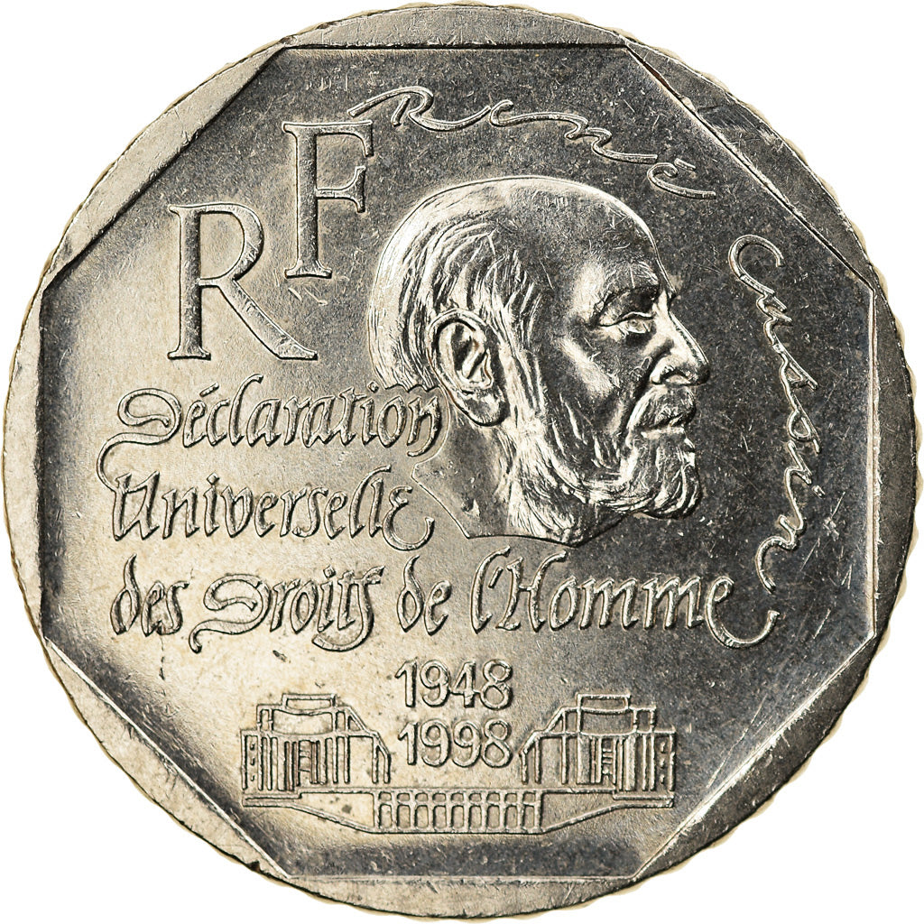 Munten, Frankrijk, René Cassin, 2 Francs, 1998, UNC-, Nickel, KM:1213