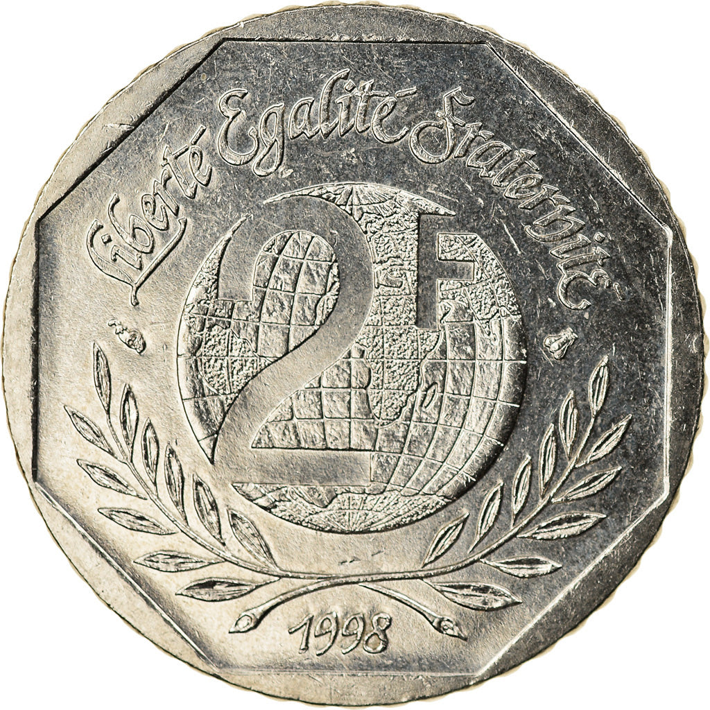 Munten, Frankrijk, René Cassin, 2 Francs, 1998, UNC-, Nickel, KM:1213