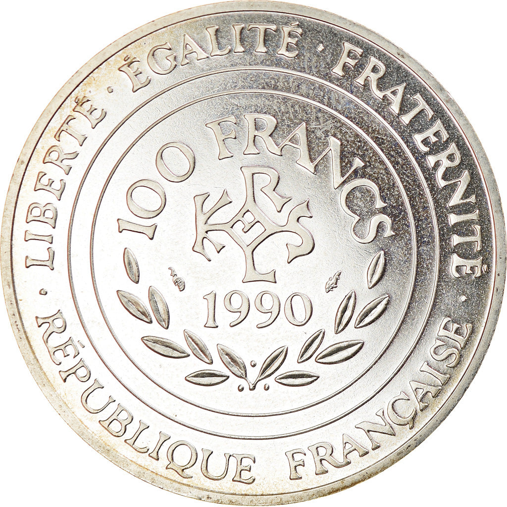 Moneda, Francia, Charlemagne, 100 Francs, 1990, Paris, FDC, Plata, KM:982