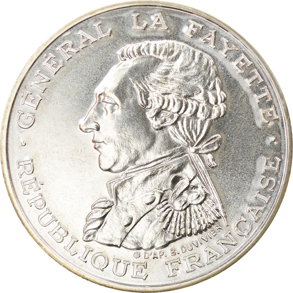 Munten, Frankrijk, Lafayette, 100 Francs, 1987, FDC, Zilver, KM:962, Gadoury:902