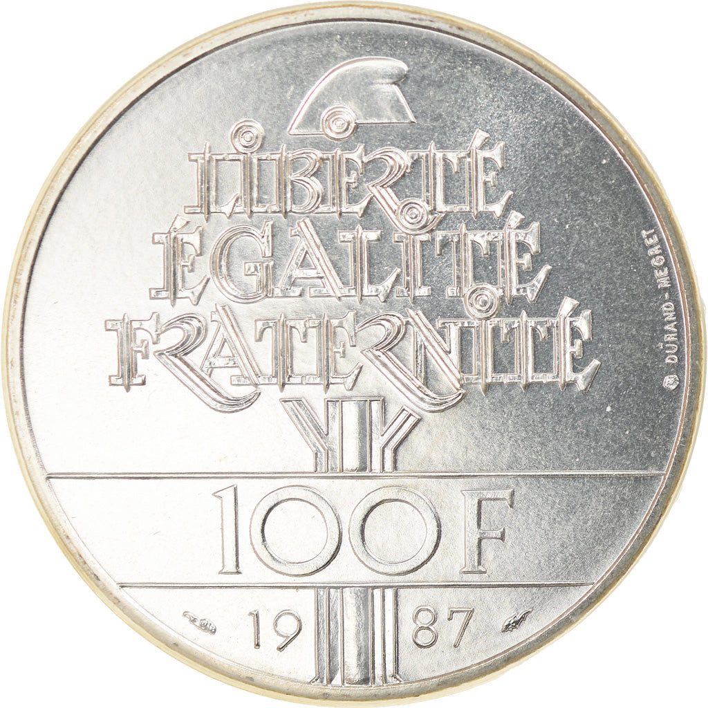 Munten, Frankrijk, Lafayette, 100 Francs, 1987, FDC, Zilver, KM:962, Gadoury:902
