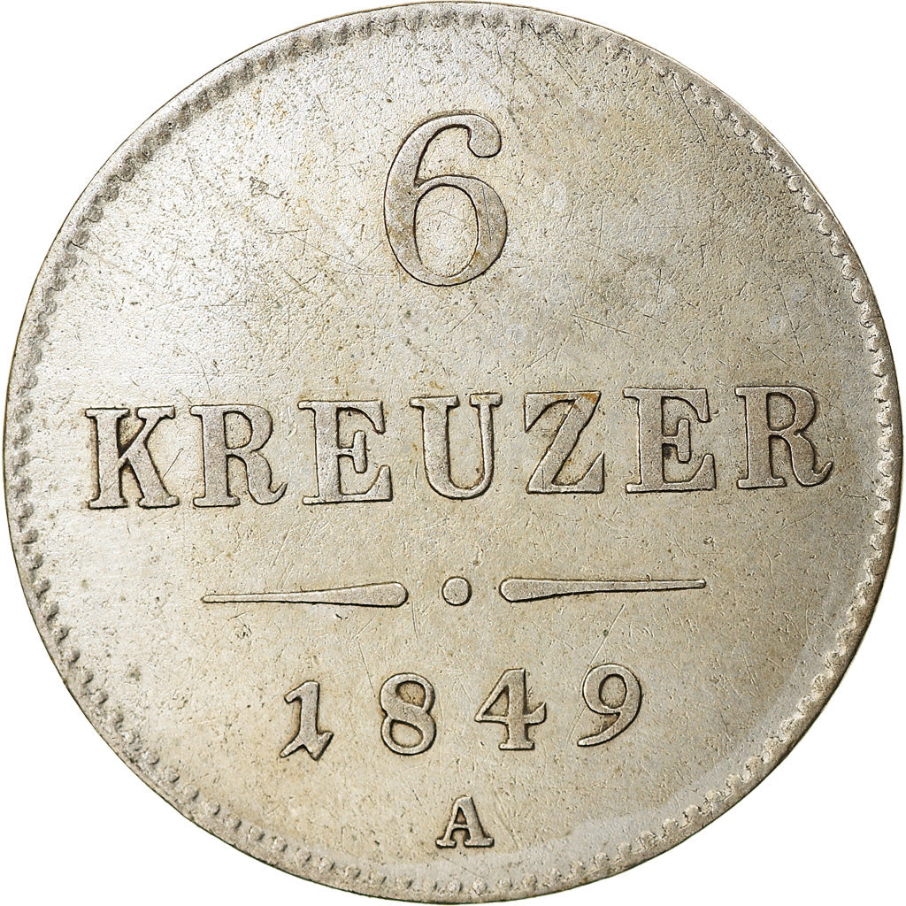 Austria, Franz Joseph I, 6 Kreuzer, 1849, Vienne, Srebro, AU(55-58), KM:2200