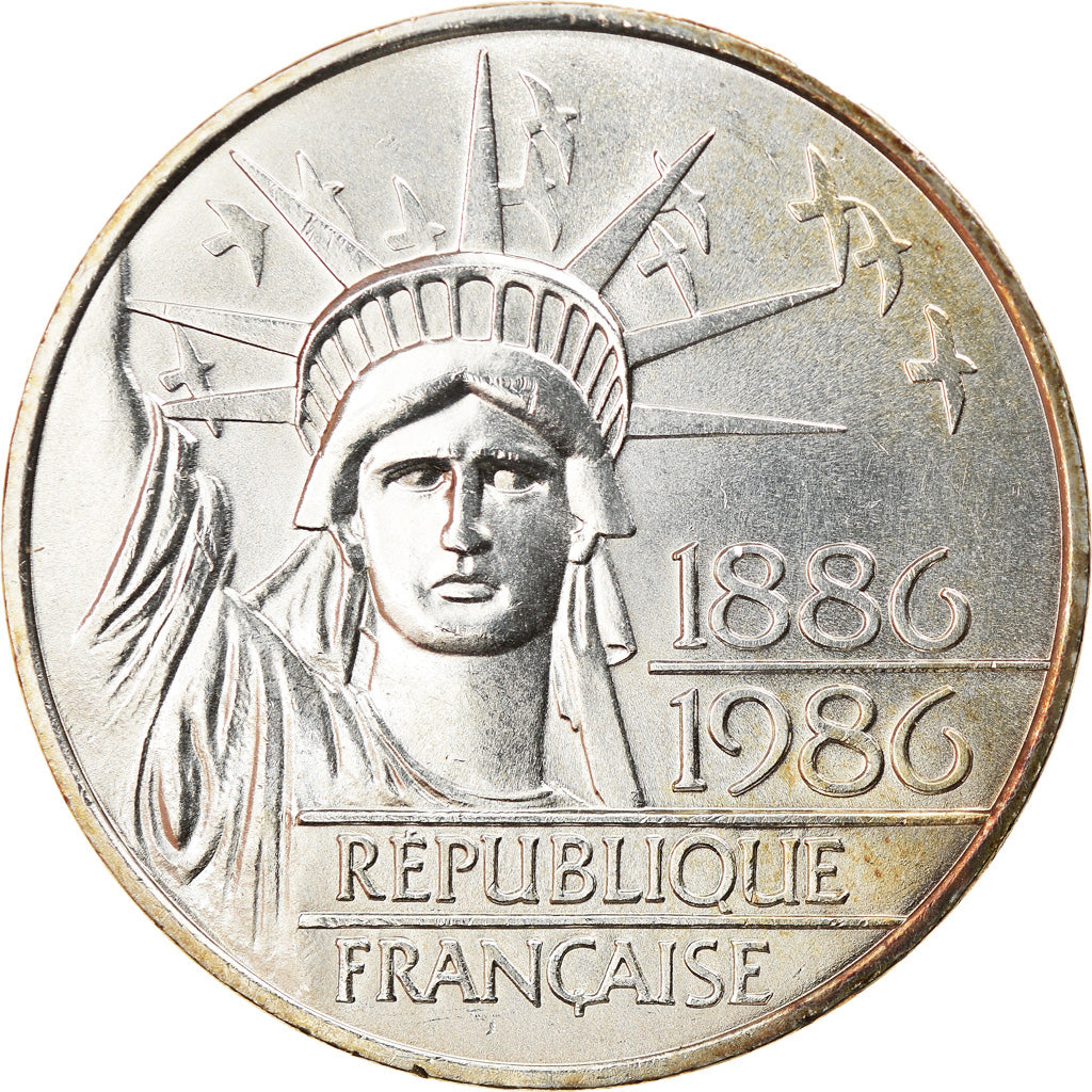 Coin, France, Statue de la Liberté, 100 Francs, 1986, Paris, AU(55-58), Silver