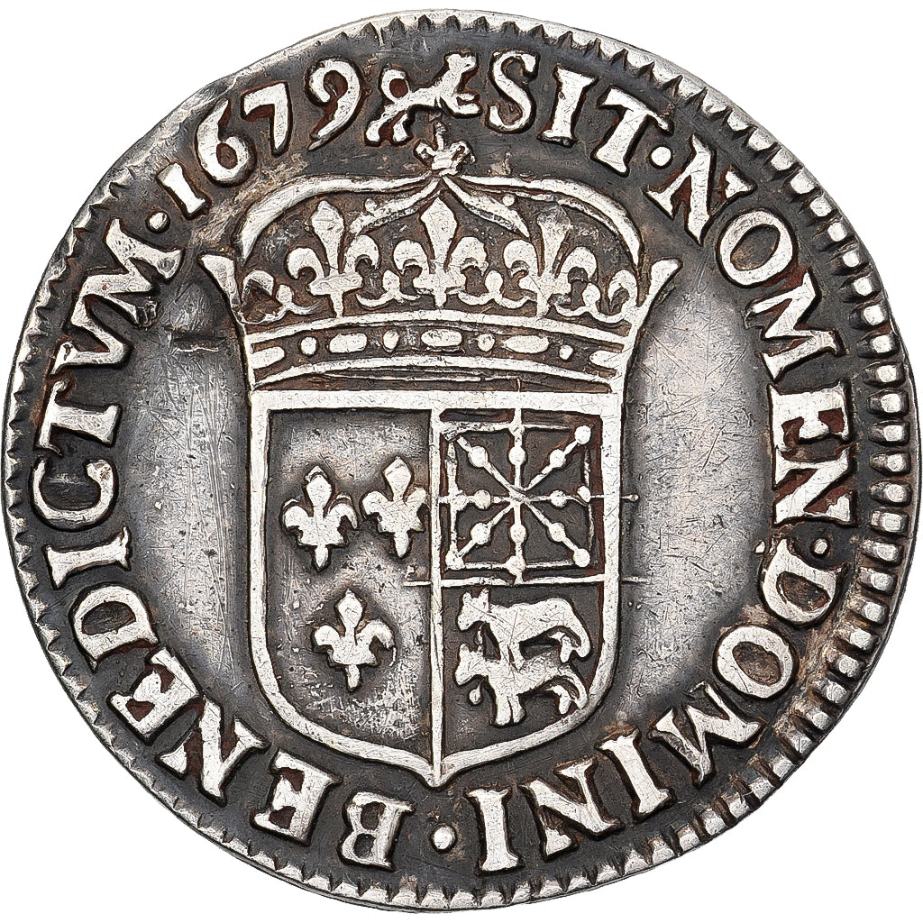 Francia, Louis XIV, 1/12 d'écu à la mèche longue de Béarn, 1679, Pau, Rare