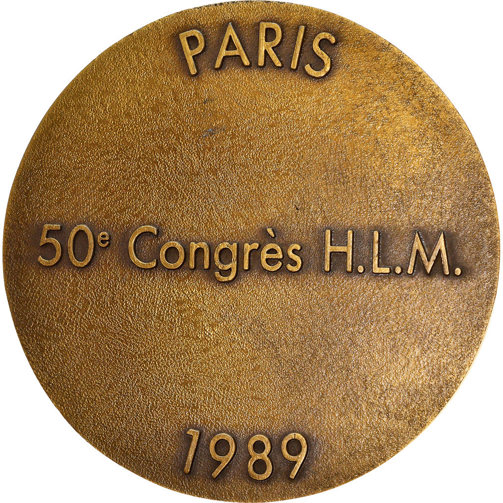 France, Médaille, 50ème Congrès H.L.M de Paris, 1989, SUP, Bronze