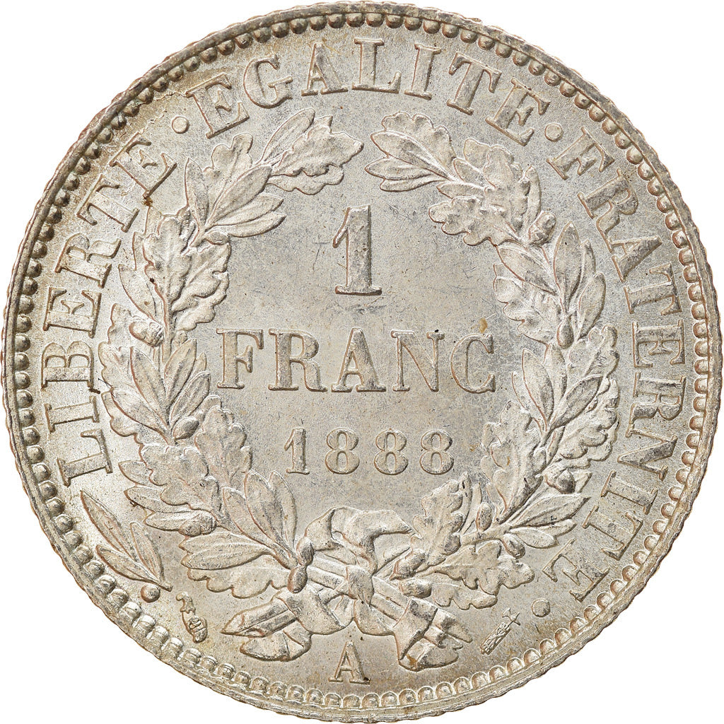 Moneta, Francja, Cérès, Franc, 1888, Paris, MS(60-62), Srebro, KM:822.1