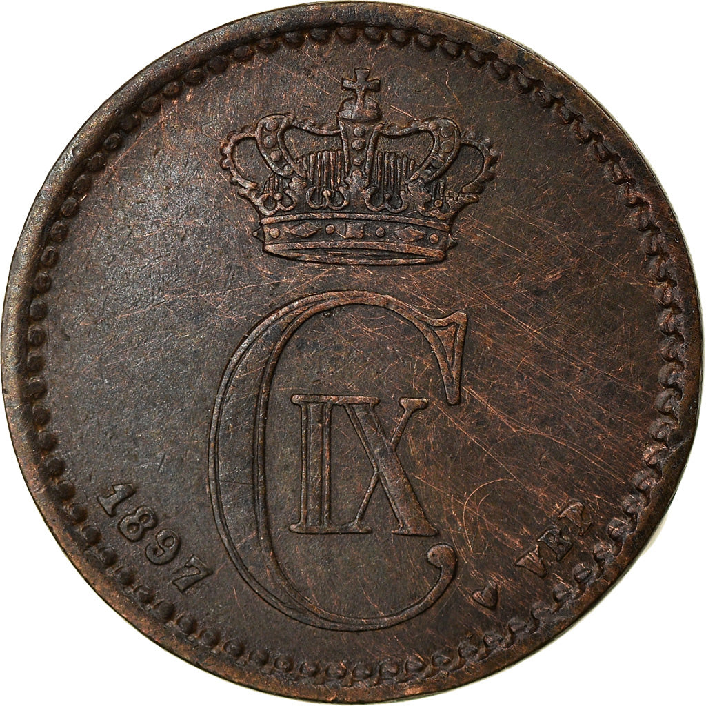Moeda, Dinamarca, Christian IX, Ore, 1897, Copenhagen, EF(40-45), Bronze